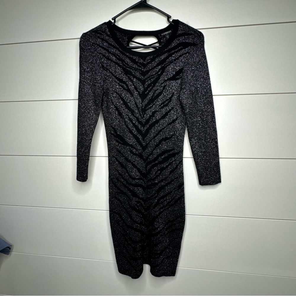 Express Black Ruched Bodycon Dress for Night Out